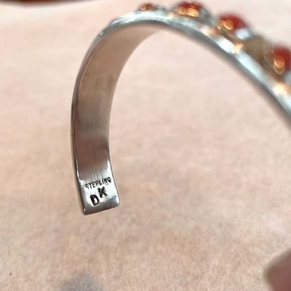 Red Coral Sterling Cuff Bracelet - Picture 3 of 4